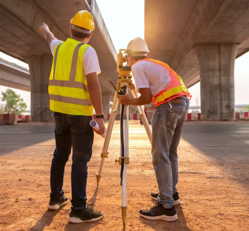 Civil engineering team at a construction site
